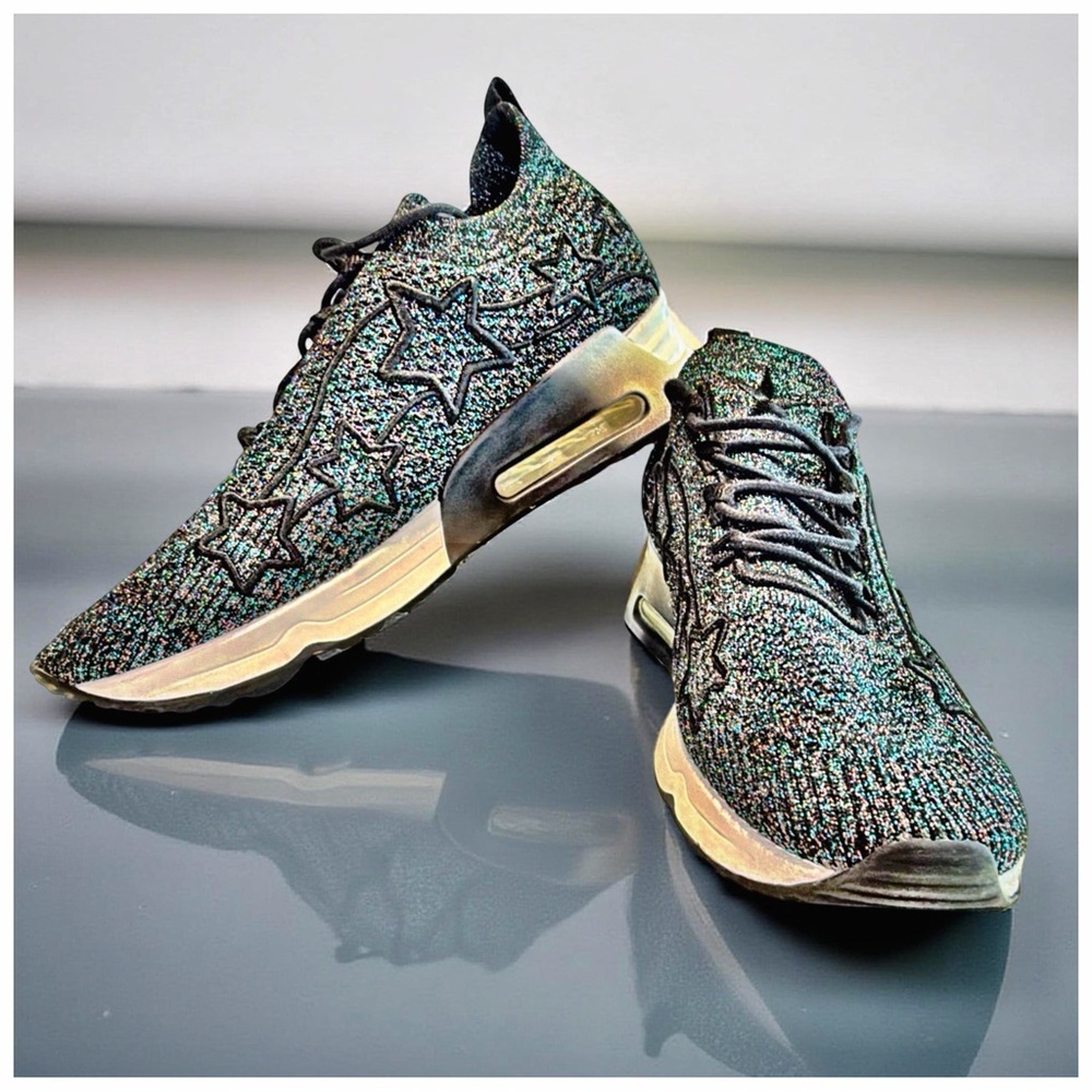ASH Star Knit Metallic Wedge Sneakers | Euro 40 (US 9) | Designer Athleisure
